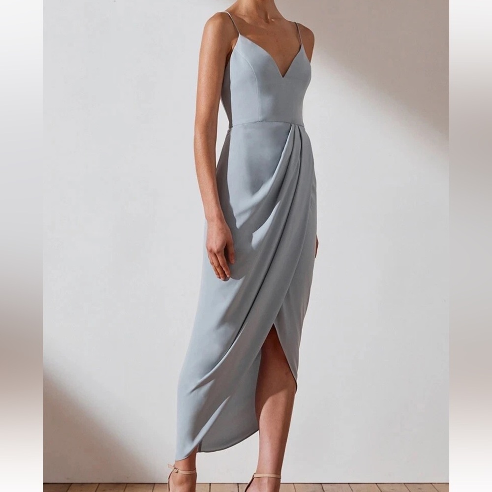 SHONA JOY womans gray Core Cocktail midi Dress Size 8